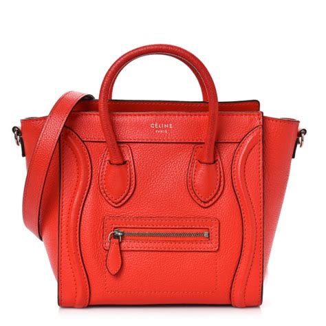 celine nano red vermillion|CELINE Drummed Calfskin Nano Luggage Vermillion.